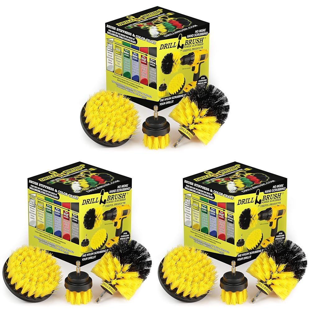 Drillbrush Drill Brush Attachment Set for Bathroom Cleaning – Power Scrubber Brush Kit for Tub, Tile, Shower, and Grout – All-Purpose Household Cleaning Brushes for Drill - Electric Grout Cleaner Kit