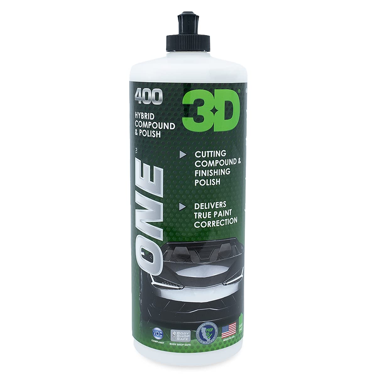 3D One Car Scratch & Swirl Remover Hybrid Rubbing Compound & Polish Buffing Compound for True Paint Correction 16oz Made in USA