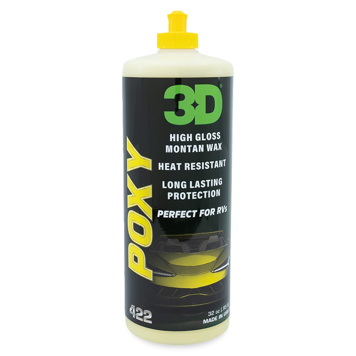 3D POXY Montan Wax Sealant – Long Lasting Hybrid Car Wax for High Gloss Finish & Paint Protection | Non-Staining Formula | Easy to Apply | Made in USA | 16 oz
