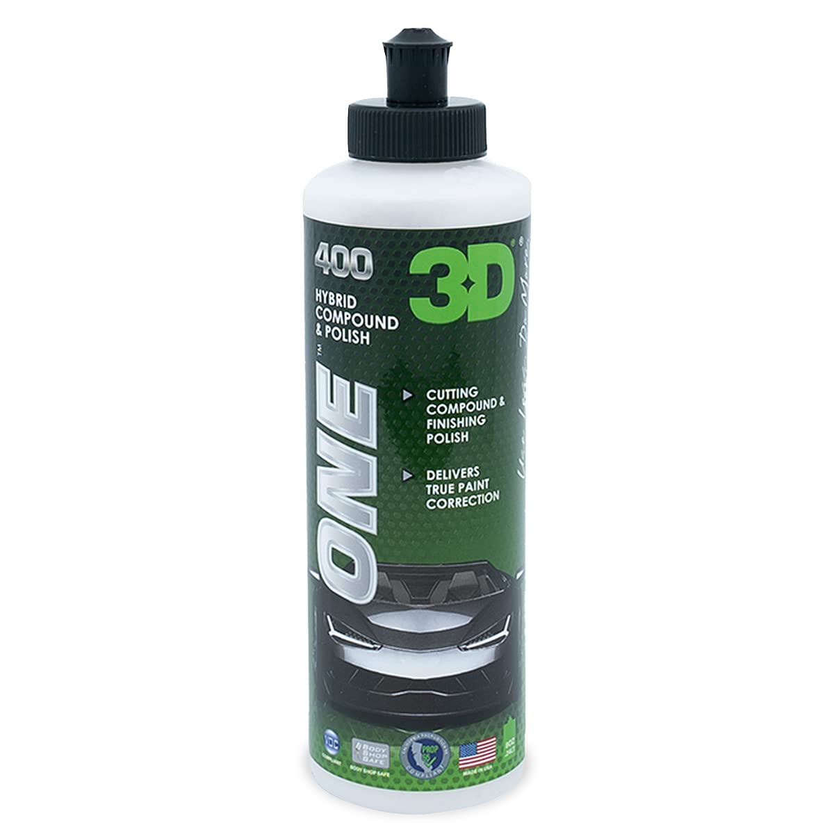 3D One Car Scratch & Swirl Remover Hybrid Rubbing Compound & Polish Buffing Compound for True Paint Correction 16oz Made in USA