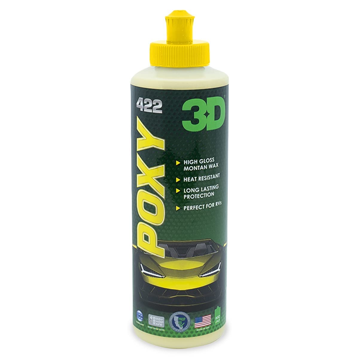3D POXY Montan Wax Sealant – Long Lasting Hybrid Car Wax for High Gloss Finish & Paint Protection | Non-Staining Formula | Easy to Apply | Made in USA | 16 oz