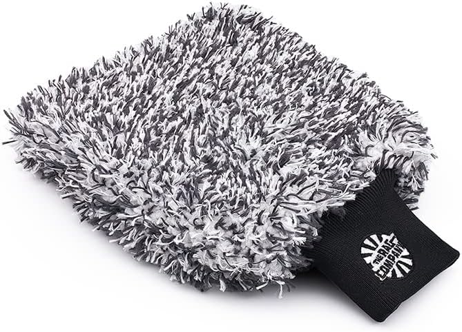 The Rag Company - The Cyclone Ultra Wash Mitts - 70/30 'Gauntlet' Blend Korean Microfiber, Foam Padding, Scratch-Free, Lint-Free, Great for Rinseless Washing, 8in x 9in, Blue + Black (2-Pack)