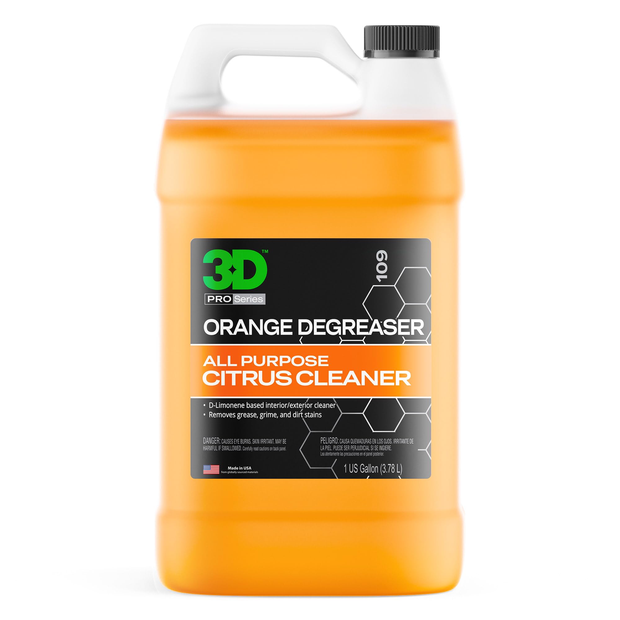 3D Orange Degreaser – Citrus-Based Car Cleaner for Oil, Grease, Grime & Adhesives – Water-Based, Non-Corrosive, Eco-Friendly, Interior & Exterior Use - 16 Fl oz