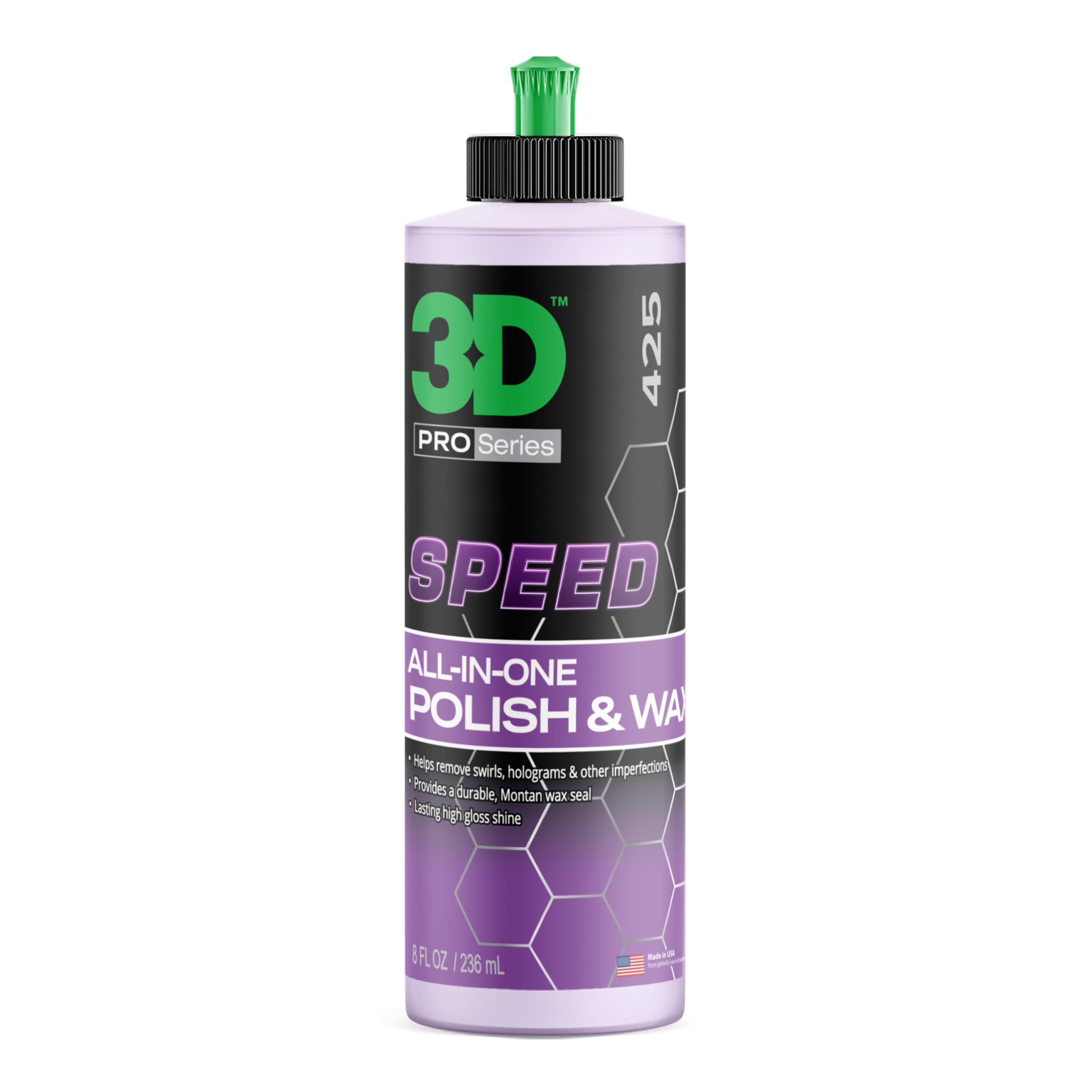 3D Speed All-In-One Polish & Wax – Scratch & Swirl Remover, Clear Coat Safe Paint Sealant – High Gloss Finish, Easy Application – 16oz – Made in USA