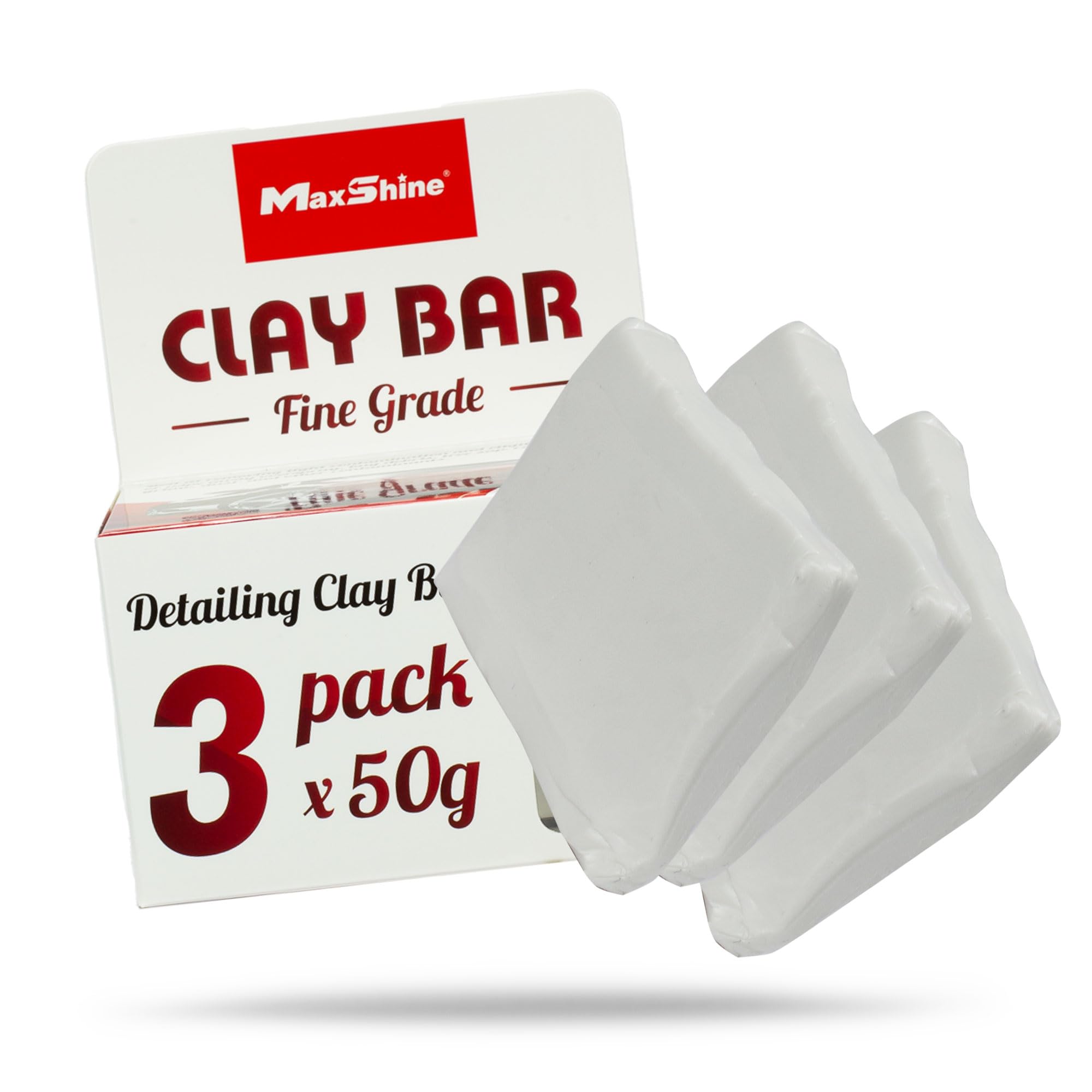 Maxshine 3-Pack Magic Clay Bar (150g) Heavy Grade Material for Car Clay Bar Auto Detailing - Cleans & Removes Surface Contaminants Paintwork, Glass, Plastic, Metal Surface (2-Pack Fine Grade)