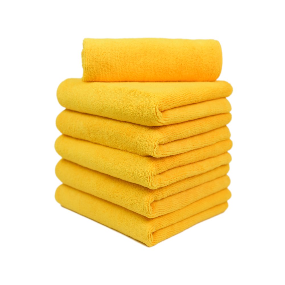 CARCAREZ Premium Microfiber Detailing Towels, 340 GSM Lint Free Car Buffing Waxing Polishing Drying Towel, Pack of 6 (Blue)
