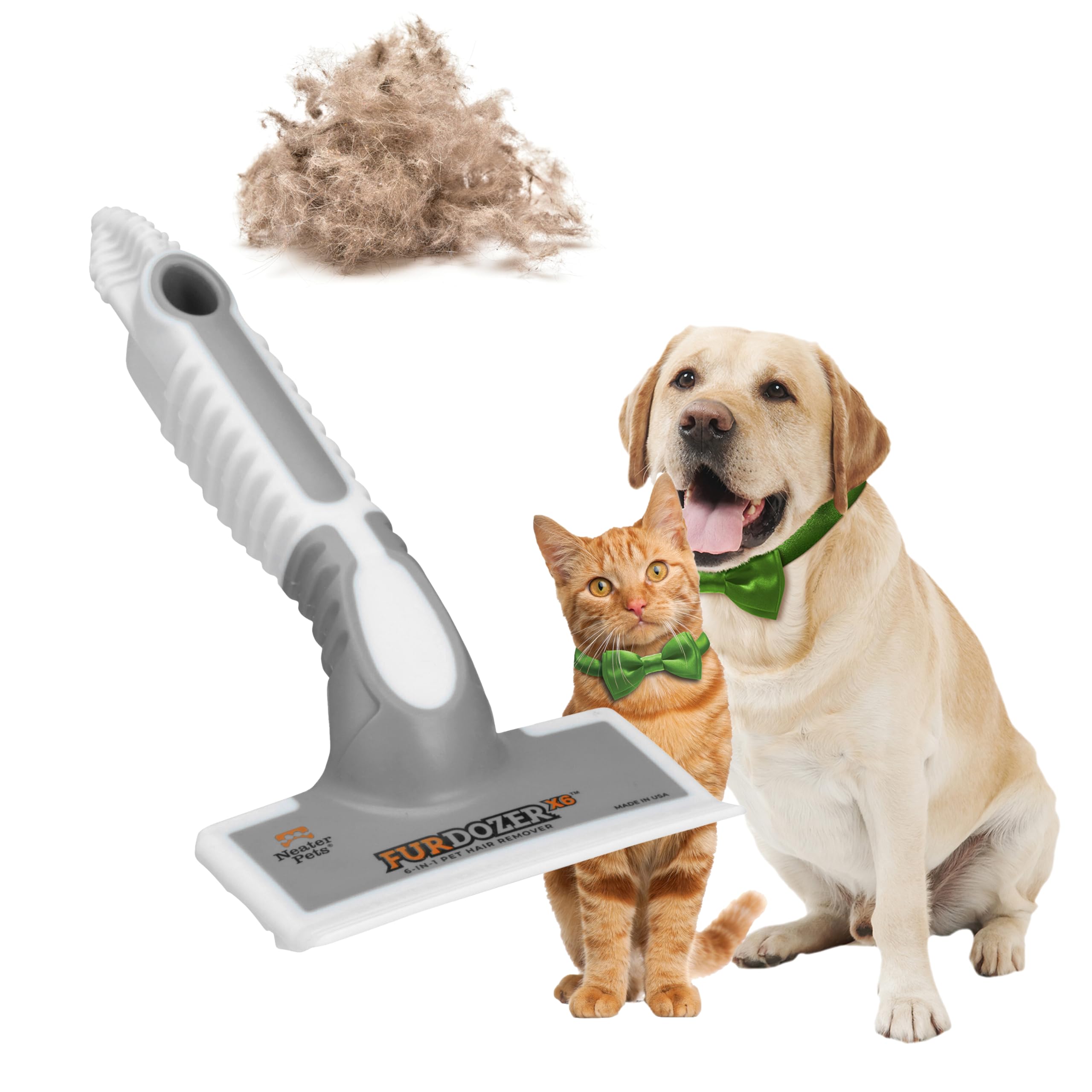 FurDozer X3 PRO Pet Hair Remover & Auto Detailing Tool - Cat & Dog Hair Remover for Carpets, Car Interiors, Couches, Bedding, & Furniture - Reusable Pet Hair Removal Tool for Fur & Lint, 5" (2-Pack)