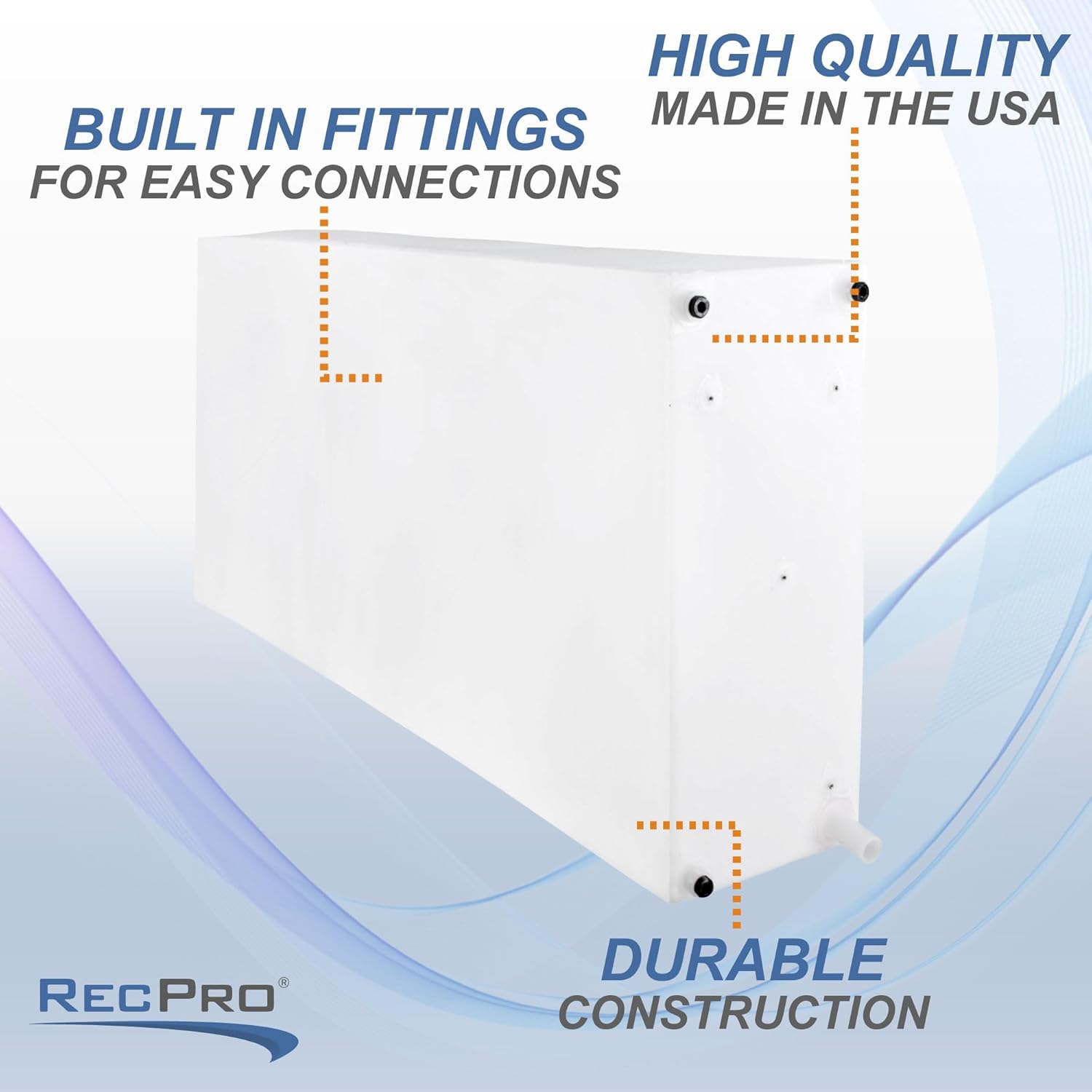 RecPro RV Fresh Water Tank 100 Gallon for Drinking and Potable Water | Fresh or Gray Water Plastic Storage | Made in America