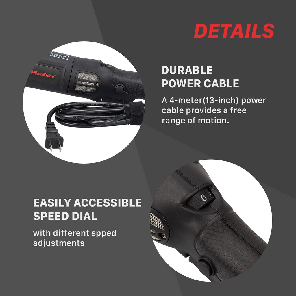 Maxshine M15 Pro Dual Action Polisher | 15mm Throw, 5" Backing Plate, 1000W, Black | Variable Speed, Ergonomic Grip, Low Vibration | For Car Detailing and Paint Correction