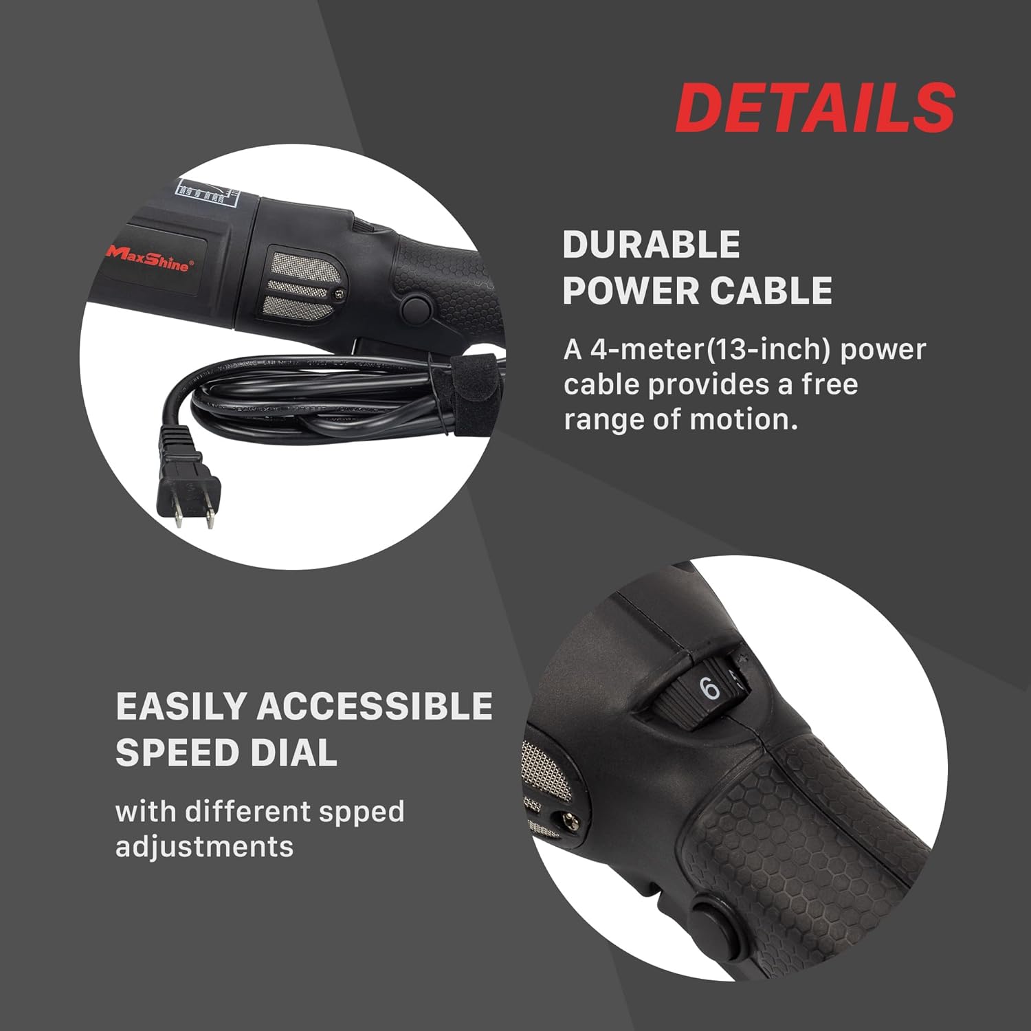 Maxshine M15 Pro Dual Action Polisher | 15mm Throw, 5" Backing Plate, 1000W, Black | Variable Speed, Ergonomic Grip, Low Vibration | For Car Detailing and Paint Correction