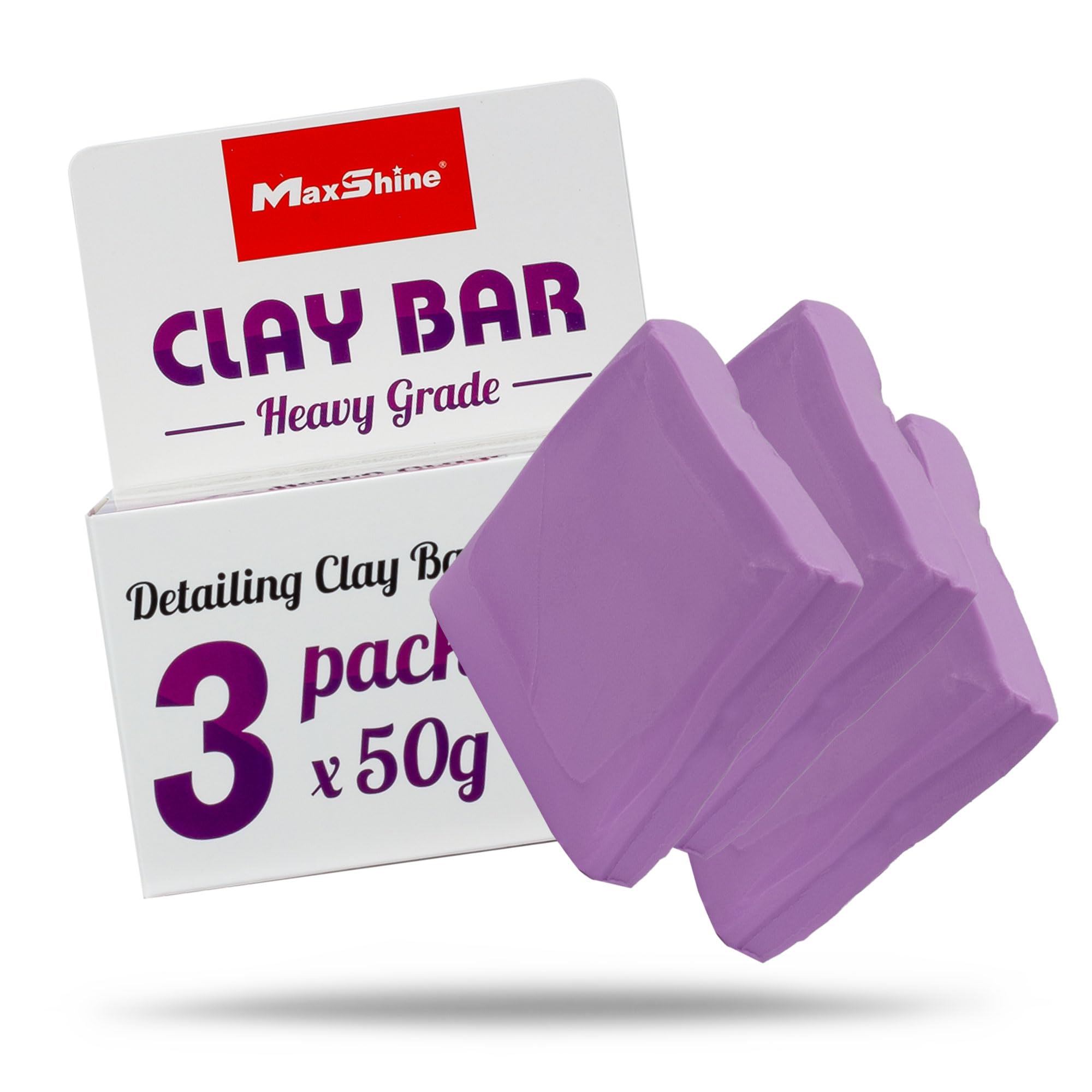 Maxshine 3-Pack Magic Clay Bar (150g) Heavy Grade Material for Car Clay Bar Auto Detailing - Cleans & Removes Surface Contaminants Paintwork, Glass, Plastic, Metal Surface (2-Pack Fine Grade)