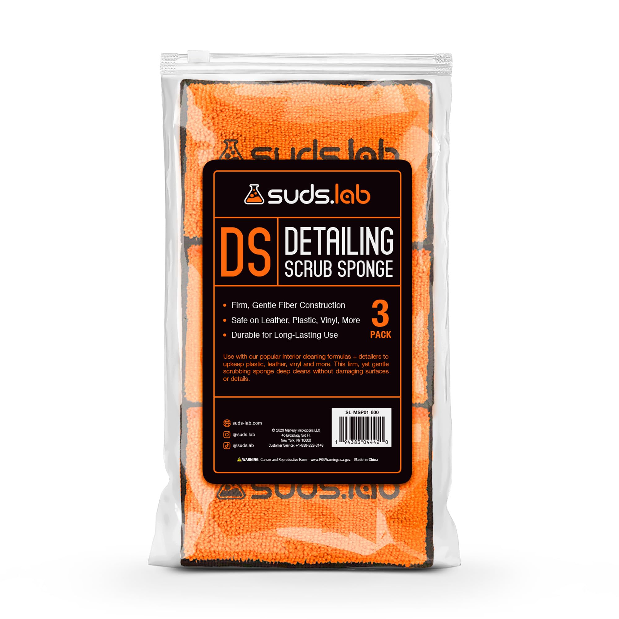 Suds Lab DS Microfiber Detailing Scrub Pad 2 Pack - Car Interior Cleaning & Detailing Microfiber Scrub Pads - Safe On Leather, Vinyl, Plastic, Etc.