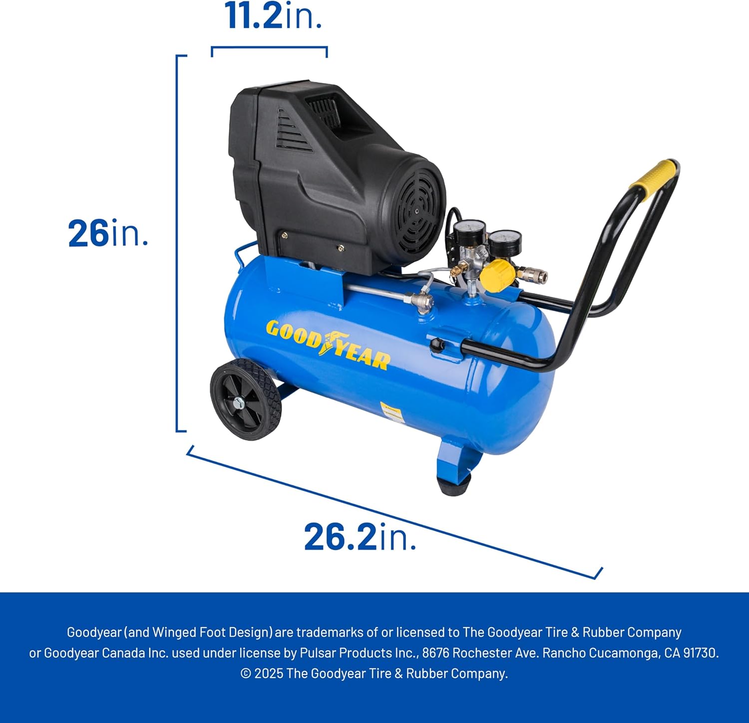 Goodyear 8 Gallon 150 PSI Oil Free Portable Horizontal Electric Air Compressor