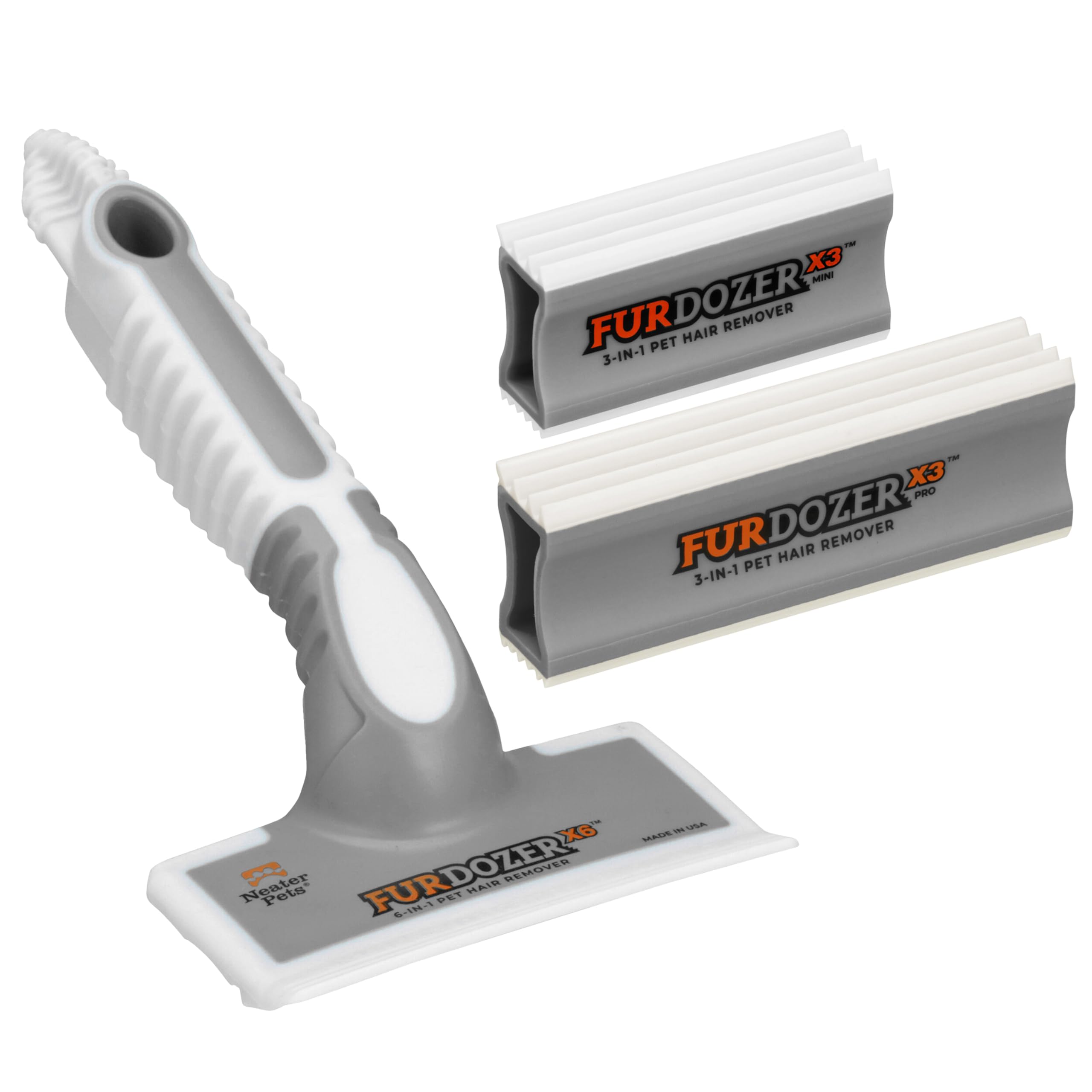 FurDozer X3 PRO Pet Hair Remover & Auto Detailing Tool - Cat & Dog Hair Remover for Carpets, Car Interiors, Couches, Bedding, & Furniture - Reusable Pet Hair Removal Tool for Fur & Lint, 5" (2-Pack)