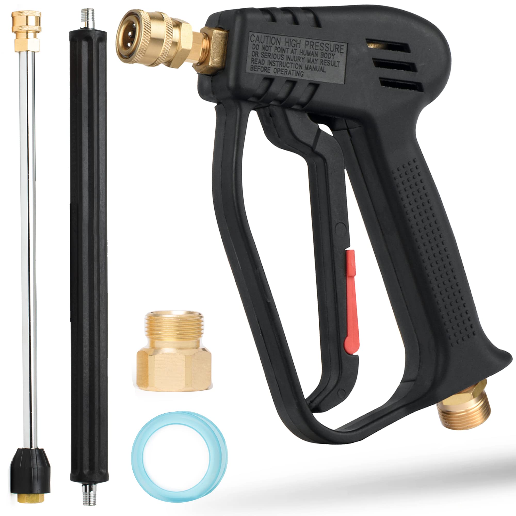 McKillans® Short Pressure Washer Gun with Swivel - High Pressure Water Handle with 3/8" Male Plug and 1/4” Quick Connector Coupler - Power Washer Gun Compatible with Foam Cannon - Car Wash Foam Gun