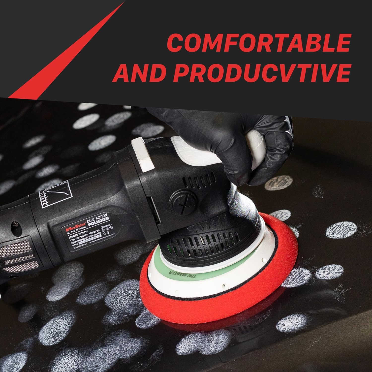 Maxshine M15 Pro Dual Action Polisher | 15mm Throw, 5" Backing Plate, 1000W, Black | Variable Speed, Ergonomic Grip, Low Vibration | For Car Detailing and Paint Correction