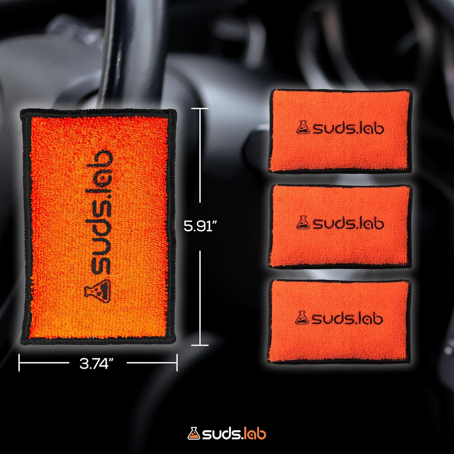 Suds Lab DS Microfiber Detailing Scrub Pad 2 Pack - Car Interior Cleaning & Detailing Microfiber Scrub Pads - Safe On Leather, Vinyl, Plastic, Etc.