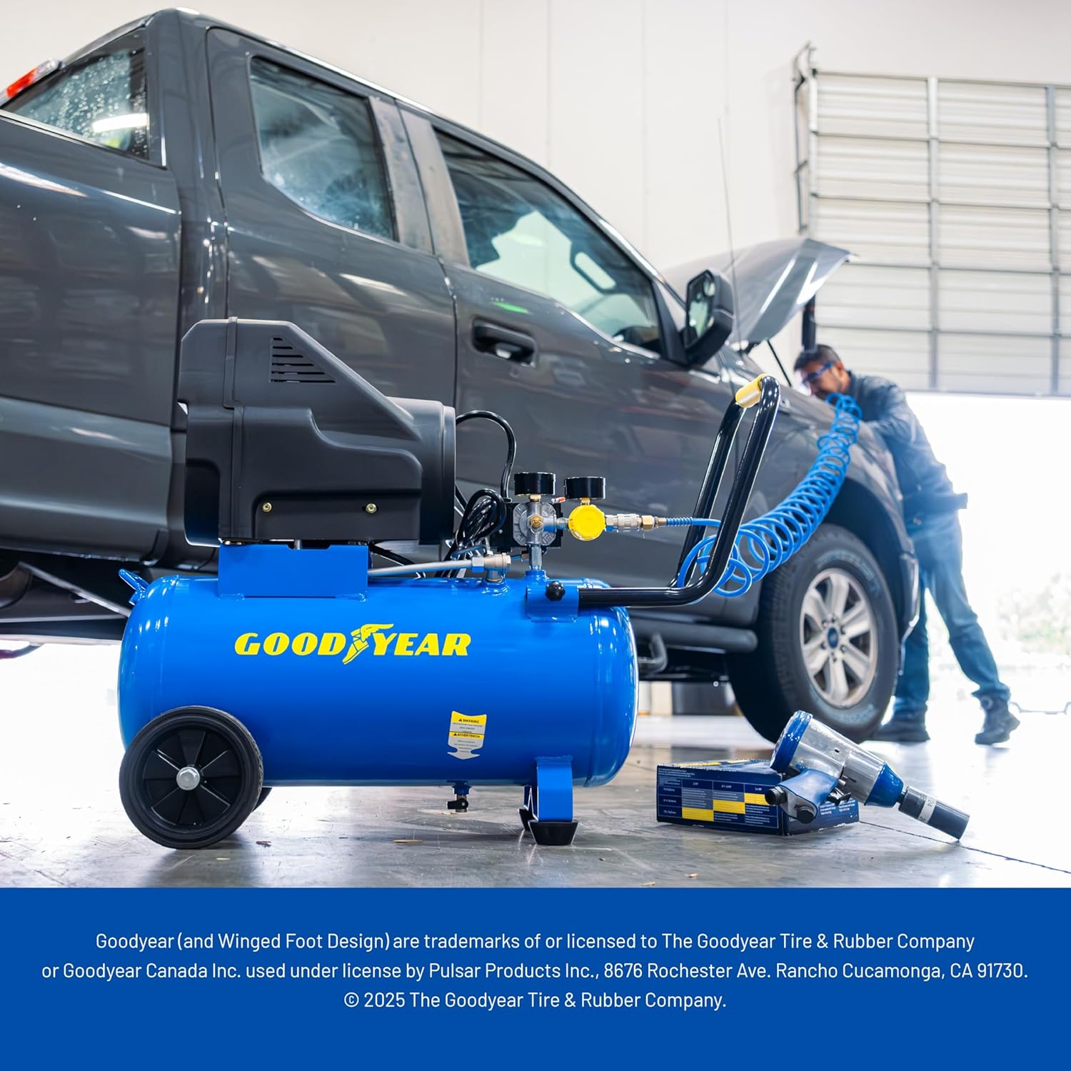 Goodyear 8 Gallon 150 PSI Oil Free Portable Horizontal Electric Air Compressor