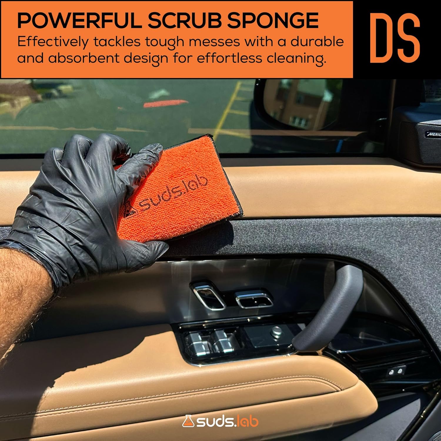Suds Lab DS Microfiber Detailing Scrub Pad 2 Pack - Car Interior Cleaning & Detailing Microfiber Scrub Pads - Safe On Leather, Vinyl, Plastic, Etc.