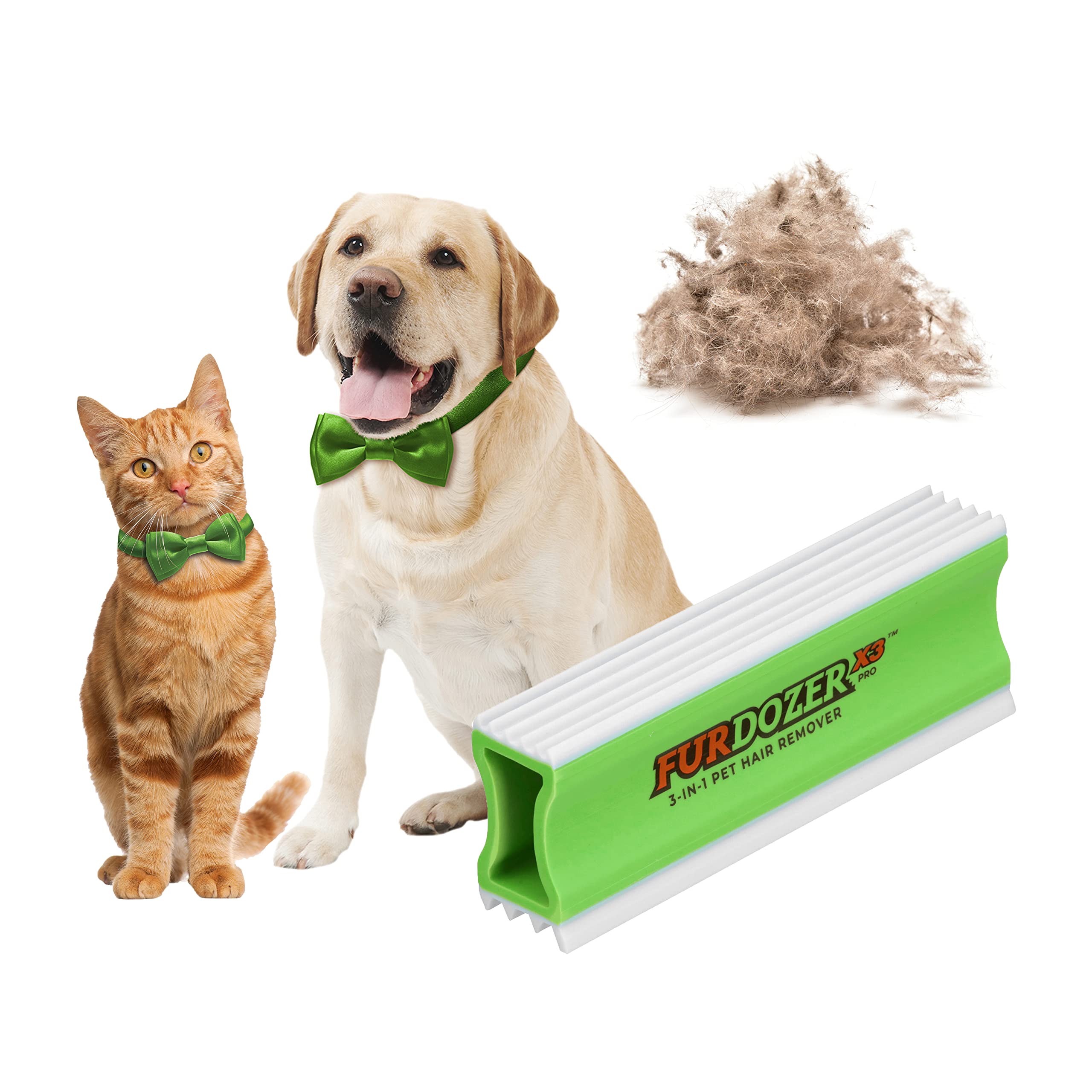 FurDozer X3 PRO Pet Hair Remover & Auto Detailing Tool - Cat & Dog Hair Remover for Carpets, Car Interiors, Couches, Bedding, & Furniture - Reusable Pet Hair Removal Tool for Fur & Lint, 5" (2-Pack)