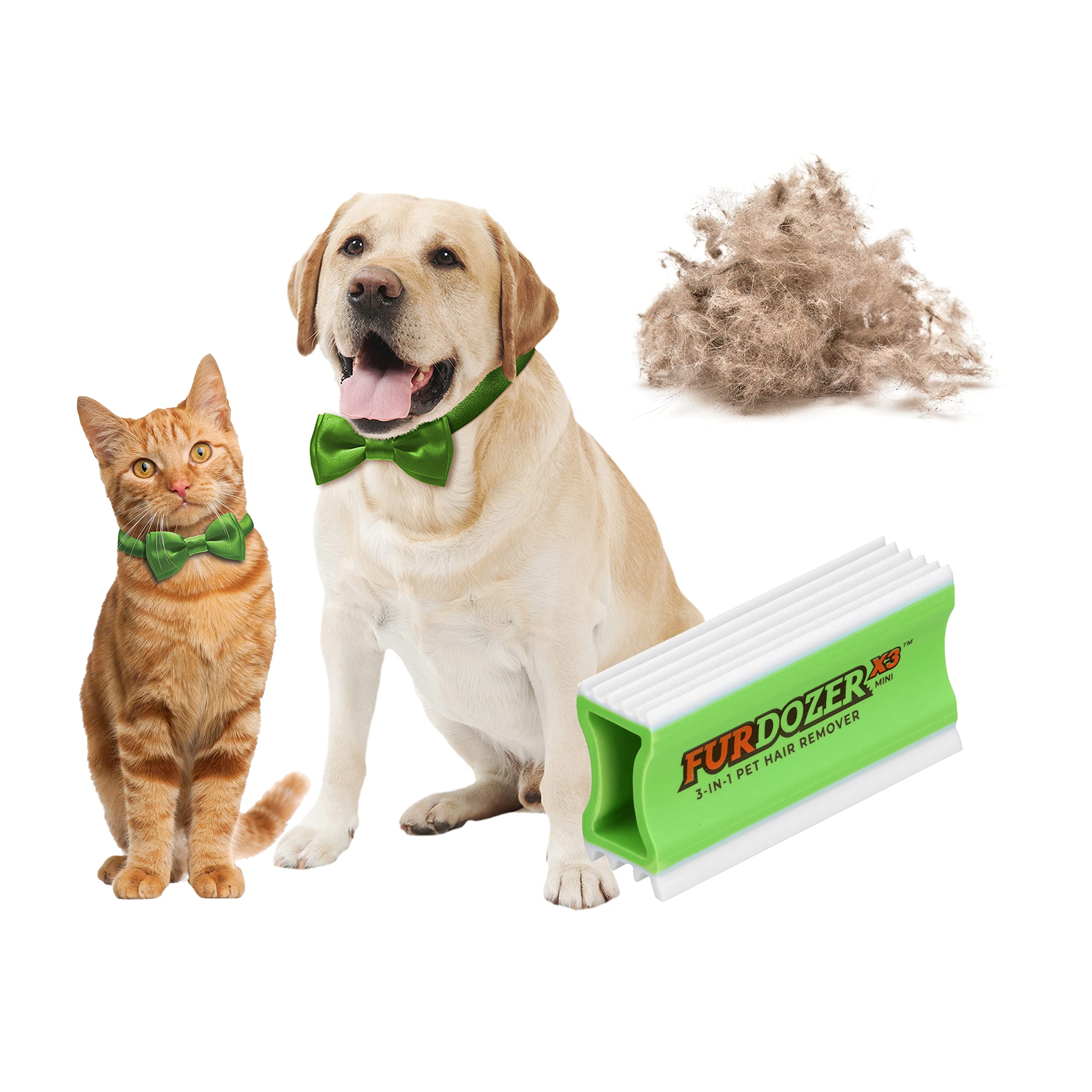 FurDozer X3 PRO Pet Hair Remover & Auto Detailing Tool - Cat & Dog Hair Remover for Carpets, Car Interiors, Couches, Bedding, & Furniture - Reusable Pet Hair Removal Tool for Fur & Lint, 5" (2-Pack)