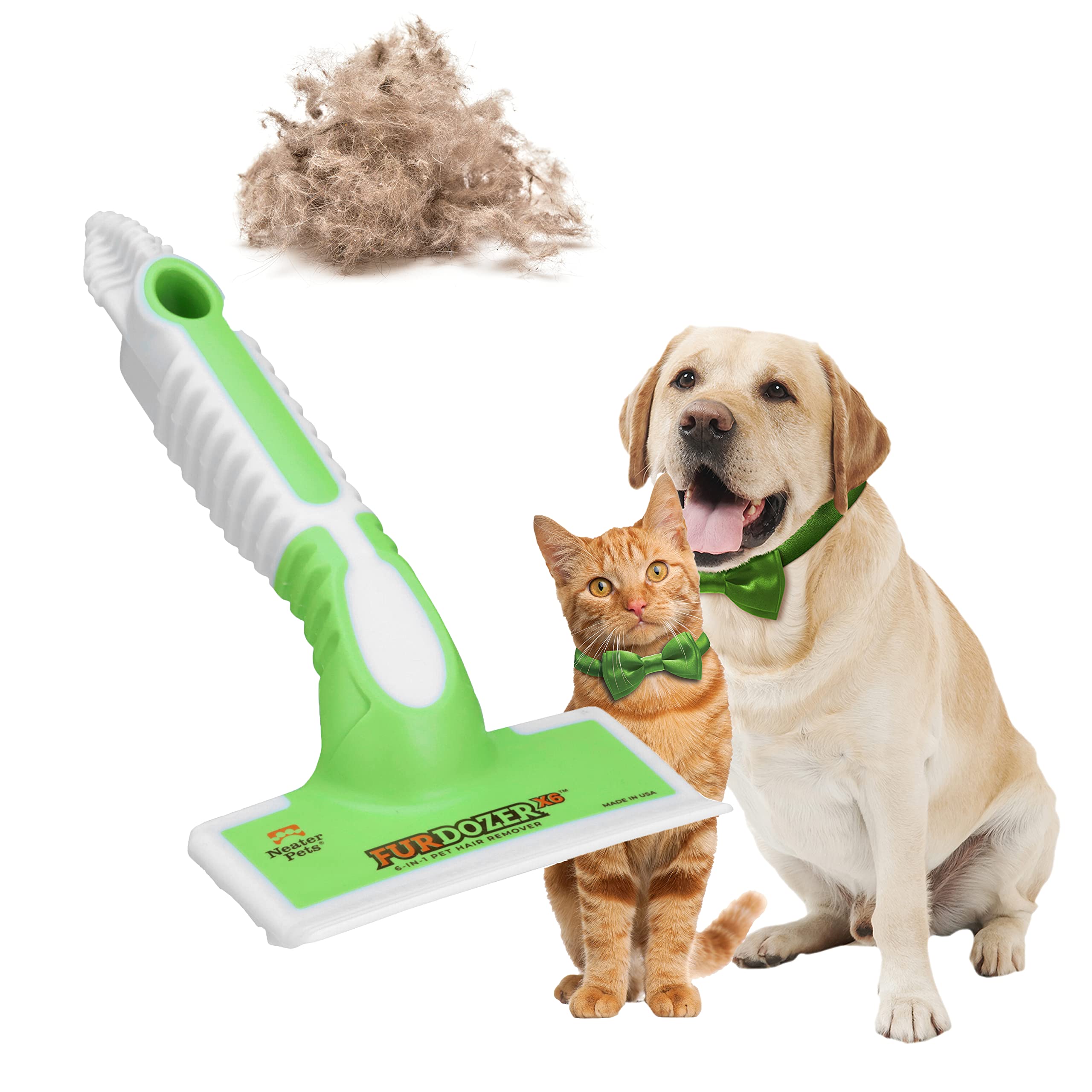 FurDozer X3 PRO Pet Hair Remover & Auto Detailing Tool - Cat & Dog Hair Remover for Carpets, Car Interiors, Couches, Bedding, & Furniture - Reusable Pet Hair Removal Tool for Fur & Lint, 5" (2-Pack)