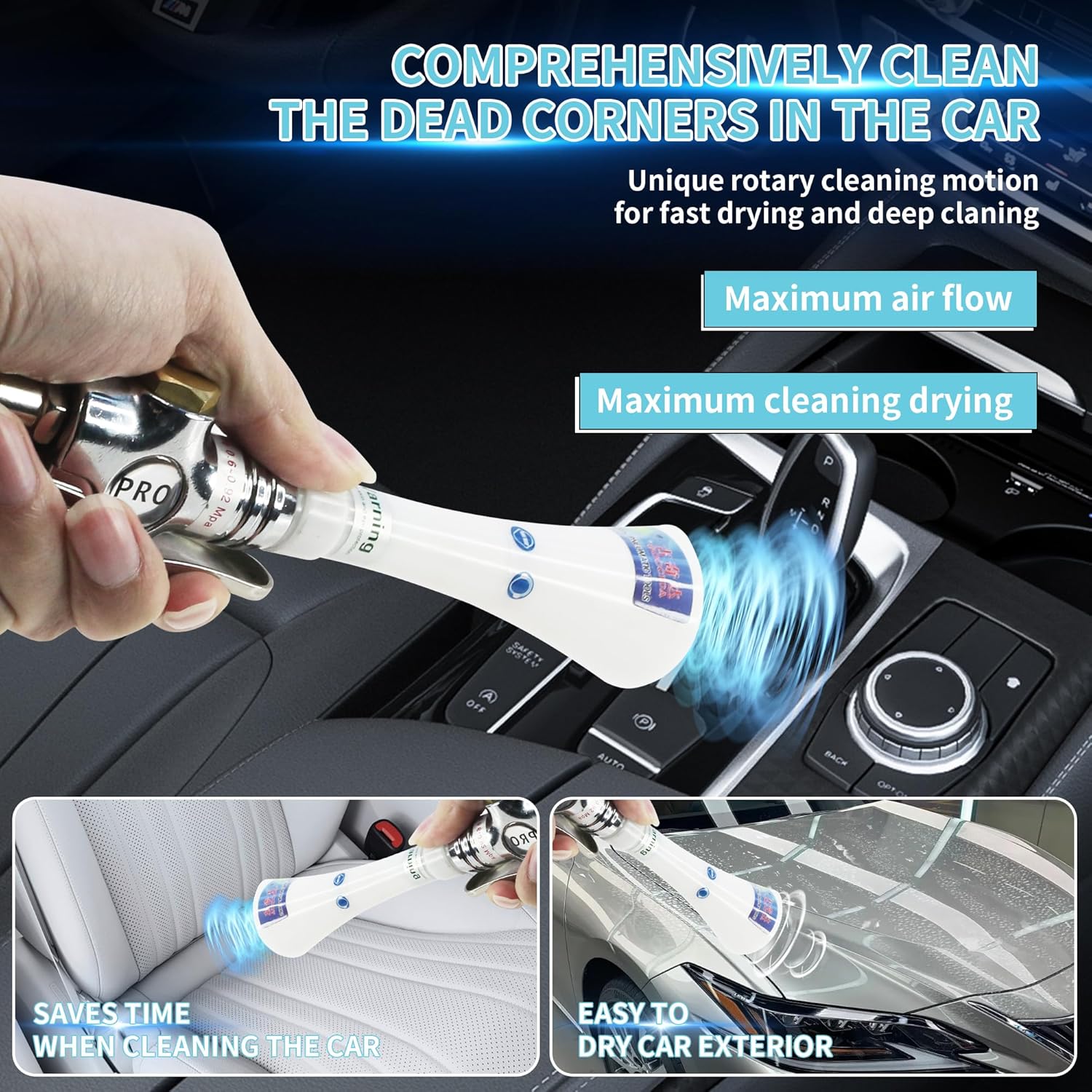 High Pressure Car Interior Cleaning Gun Car Detailing Tool Air Cleaning Tool for Quickly Blasts Dirt and Dust from Surface(New Upgraded Portable Air Blow Gun）