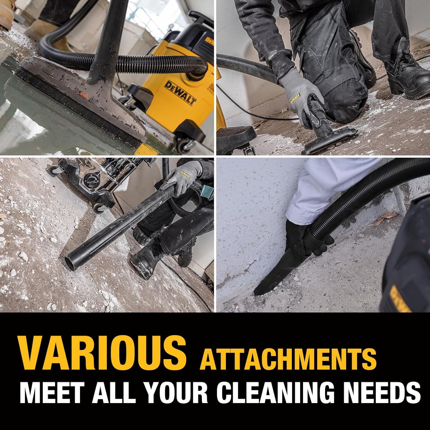 DEWALT 5 Gallon STEALTHSONIC Shop Vacuum Wet and Dry, Powerful Suction & Portable Shop Vac with Attachments, Ultra Quiet Wet Dry Vac for Home, Garage, Car, Workshop, Jobsite, DXV05P-QT, 4 Peak HP