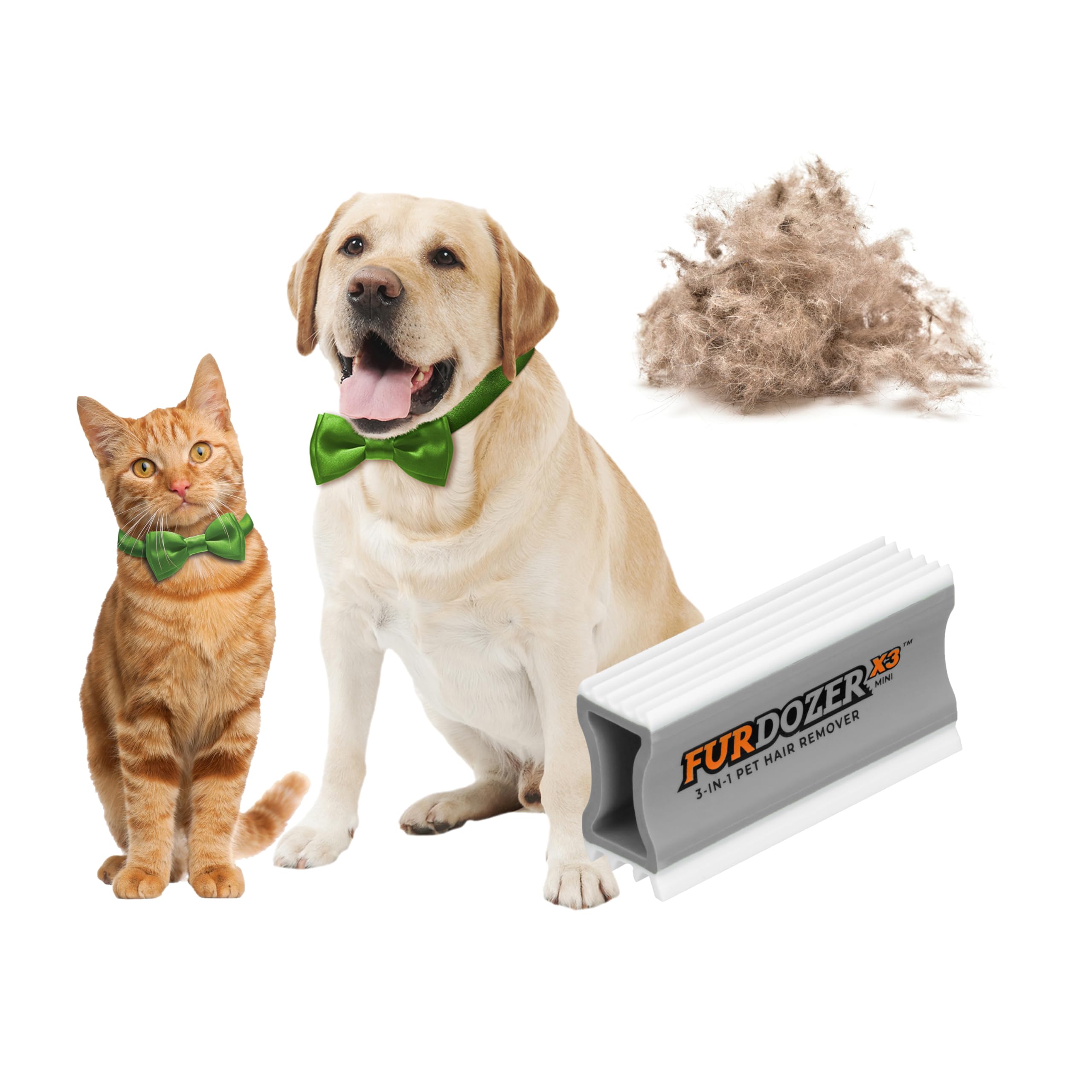 FurDozer X3 PRO Pet Hair Remover & Auto Detailing Tool - Cat & Dog Hair Remover for Carpets, Car Interiors, Couches, Bedding, & Furniture - Reusable Pet Hair Removal Tool for Fur & Lint, 5" (2-Pack)