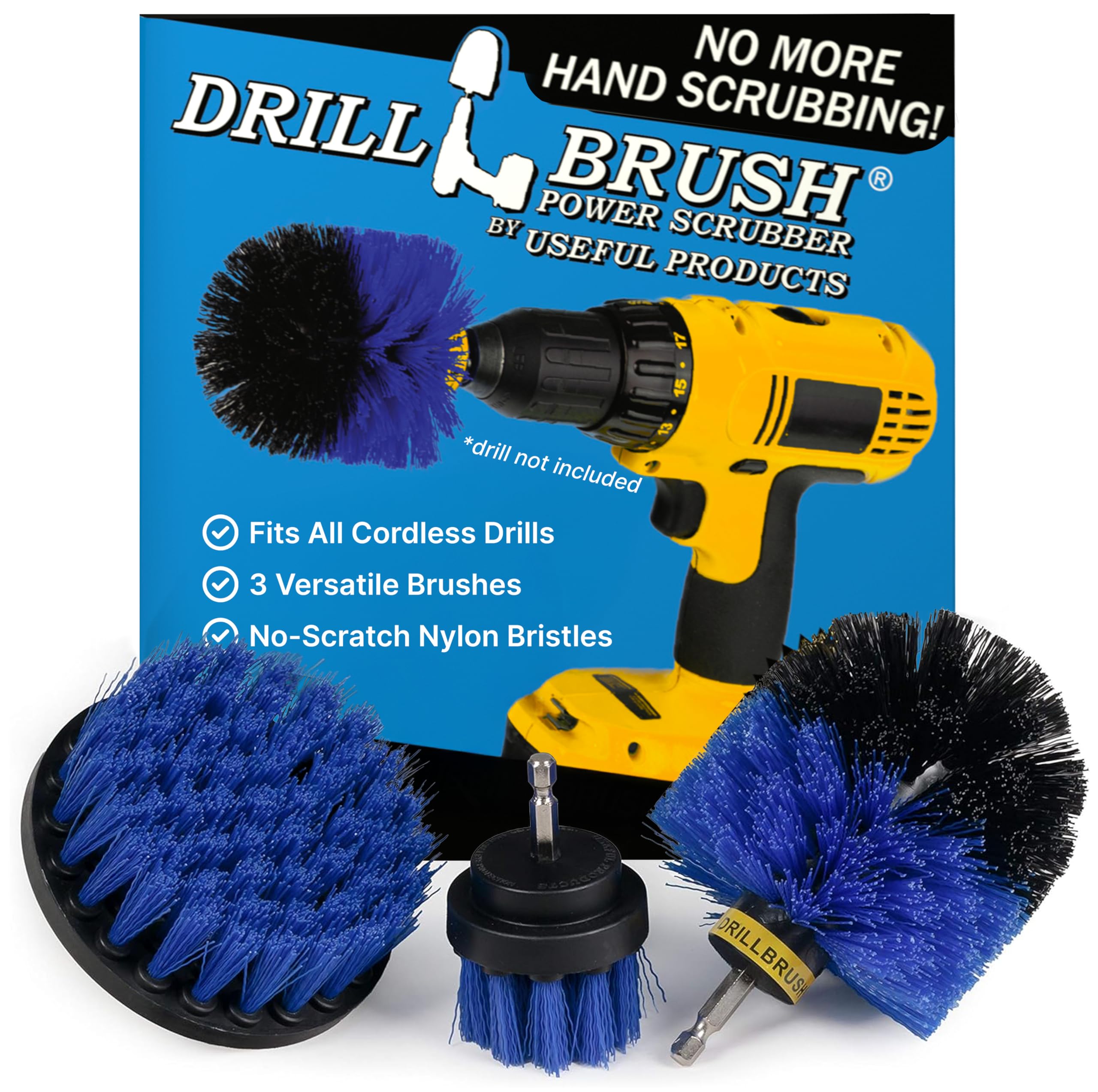 Drillbrush Drill Brush Attachment Set for Bathroom Cleaning – Power Scrubber Brush Kit for Tub, Tile, Shower, and Grout – All-Purpose Household Cleaning Brushes for Drill - Electric Grout Cleaner Kit