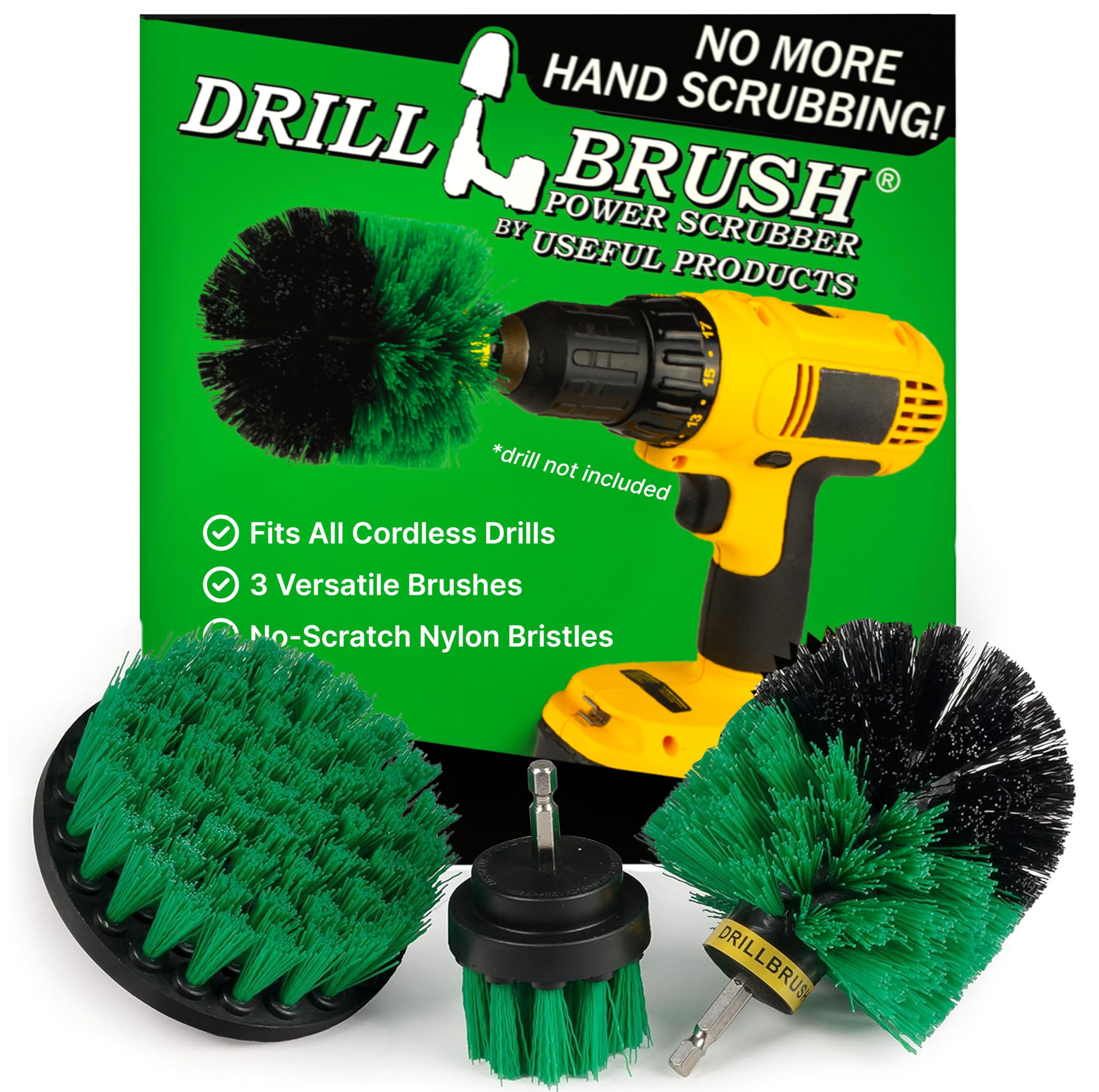 Drillbrush Drill Brush Attachment Set for Bathroom Cleaning – Power Scrubber Brush Kit for Tub, Tile, Shower, and Grout – All-Purpose Household Cleaning Brushes for Drill - Electric Grout Cleaner Kit